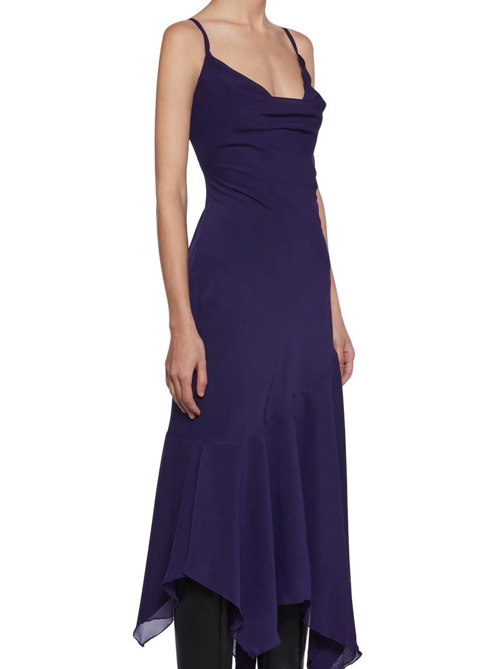Purple Asymmetrical Slip Dress with Spaghetti Straps - Picture 2 of 4